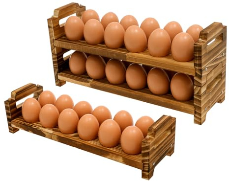 Eierhalter aus Holz Stapelbares Design für 36 Eier Bauernhoffrische Eierablage Aufbewahrung Display Rack Küchentheke Organizer Eierständer Passend für Wachteln,Enteneier, Teufeleier, Ostereier