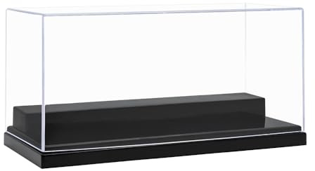 Odoria Kleine Acryl-Vitrine Schaukasten: Transparente Vitrine mit Schwarz Sockel für Mini-Figuren Aufbewahrung von Sammlerstücken Staubschutz, Verstellbar, 2 Etagen