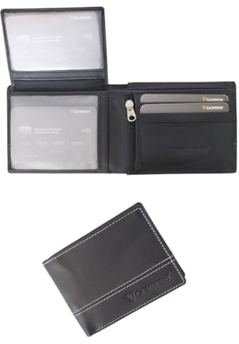 Guinness® Leather Wallet for Men – RFID Blocking Bifold with Zipped Pocket, ID Window & Card Holder – Official Licensed Merchandise
