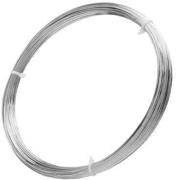 LOMUG Alambre de acero inoxidable 304 plateado para manualidades, alambre duro, alambre recto, alambre de modelado de acero inoxidable para manualidades, cableado de jardín (plata, 60 metros, diámetro