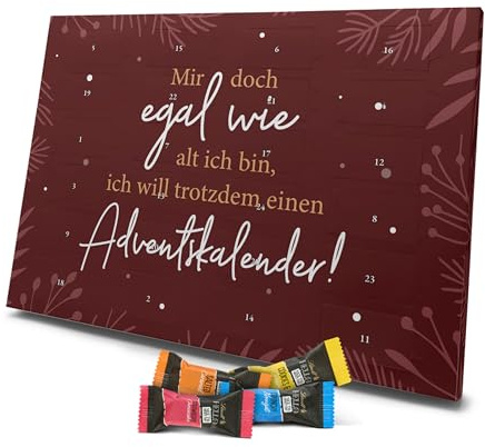 printplanet - Adventskalender gefüllt mit HELLO-Lindt-Schokolade - Spruch: Mir doch egal … (rot)