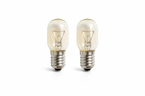 SELMORA 15W T20 Refrigerator Bulb E14 Screw Base 220-240V – Pack of 2 | Small Screw Lamp for Fridge, Freezer, Oven Hood, Sewing Machine | Warm Light, Long-Lasting Replacement T20 Lamp
