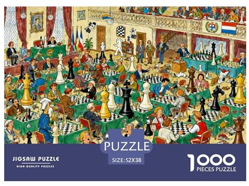 International Chess Tournament Wooden Jigsaw Puzzle Waterproof 1000 Piece Puzzles for Adults Gifts Colourful Educational Games