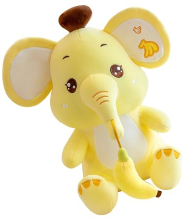 UPKOCH Niedlicher Plüschelefant 25cm Gelbes Stofftier aus Weichem Plüsch Cartoon Kuscheltier für Kindergeburtstag und Wohnraumdeko