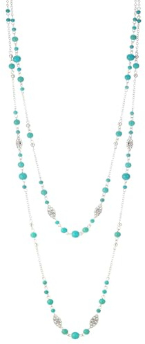 Dazylleco Collana lunga di perle da donna, in argento, a doppio filo, idea regalo per la festa della mamma