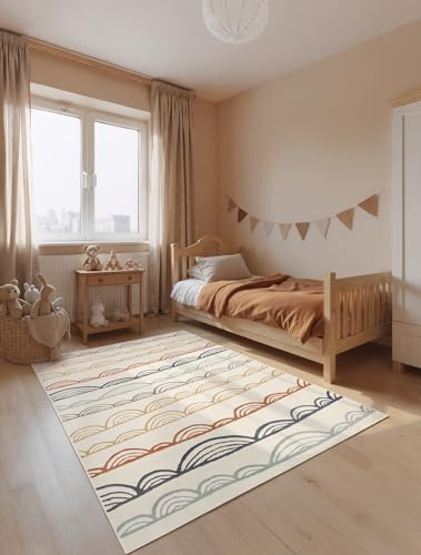 Hanse Home Adventures Kinderteppich Kiki - Kinderzimmerteppich Girlande, Bunte Bögen, Farbenfroh, Junge, Mädchen, Teppich Kinderzimmer, Wohnzimmer - Creme Multifarben, 160x235 cm