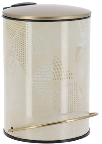 Tendance - Poubelle Ronde Métal Imprimé/Couvercle Dore Frein de Chute 3L - Chicissime - Salle de Bain - Poubelles et Brosses WC