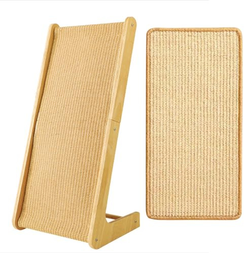 toothank Kratzbrett Katzen, Large 69cm H, Sisal Kratzbrett Katze, Massives Holz & Natürliches Sisal Katzen kratzmatte, Katzen kratzmöbel für Wohnzimmer/Schlafenzimmer, Schützt Möbel vor Katzenkratzen