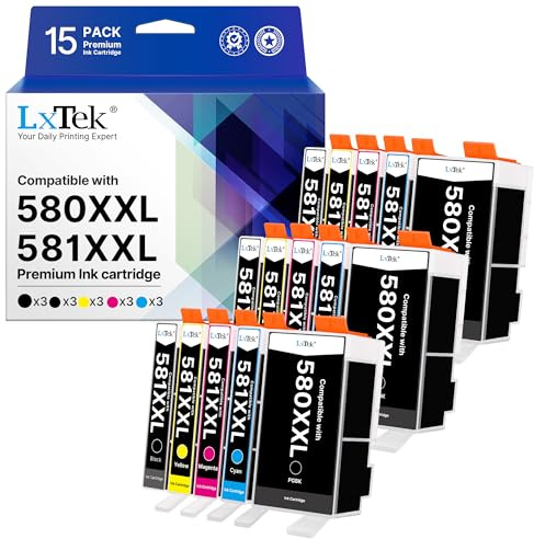 581 XXL Multipack für Canon 581 für Canon Druckerpatronen 580 581 580 XXL | PGI 580 Kompatibel für Canon TR8550 Druckerpatronen für Canon TS6350A Druckerpatronen TS6300 TS6350 TS6150 TS 705(15er-Pack)