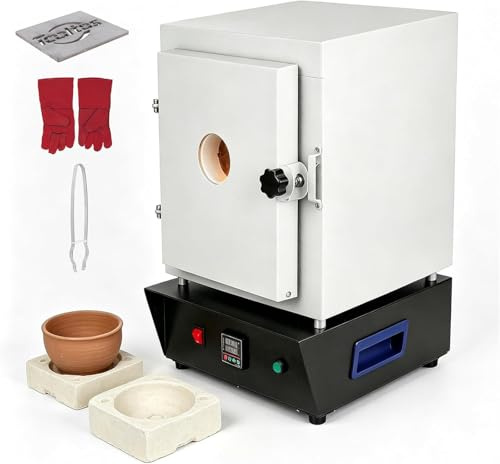 GYQSSD Horno De Mufla Cerámico De 1500W para Laboratorio,Horno Eléctrico De 1150 °c (2102°f) para Fabricación De Joyas Y Fundición De Metales,con Control De Temperatura Pid Y Ventana De Observación