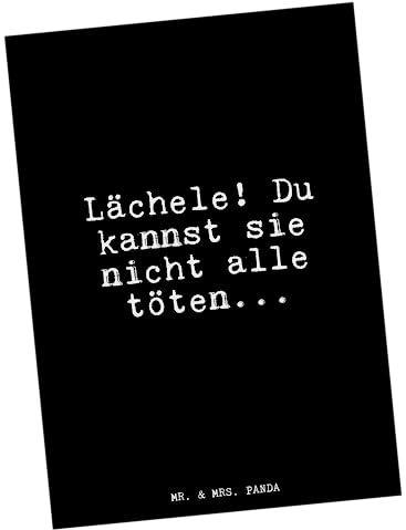 Mr. & Mrs. Panda Postkarte Lächele! Du kannst sie... - Geschenk, Lachen Aggression Wut, Sprüche, Weisheiten, Zitate, Glizer Spruch Sprüche Weisheiten