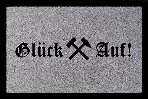 Interluxe SCHMUTZMATTE Fußmatte GLÜCK AUF Einzug Geschenk Flur Dekomatte Eingang Türmatte Hellgrau