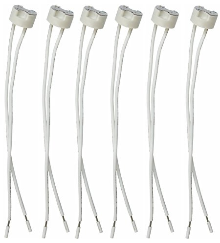 6 Stück G8-Sockel Porzellan Halogensockel G8 LED Glühbirne Keramikfassung mit 15,2 cm Leitungen Drahtverbinder für Nachrüstung Halogenlampe