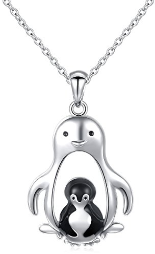 Flyow 925 Sterling Silber Tier Anhänger Kette Schmuck Zwei Pinguins Halskette Bedeutung Setzen Dich in Mein Herz