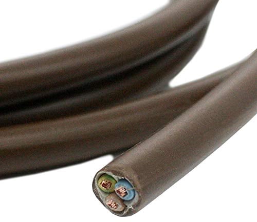 10m Zuleitung Braun H03VV-F 3 x 0,75qmm PVC isolierte Schlauch-Leitung 3G Leuchtenkabel Lampenkabel Kabel Stromkabel