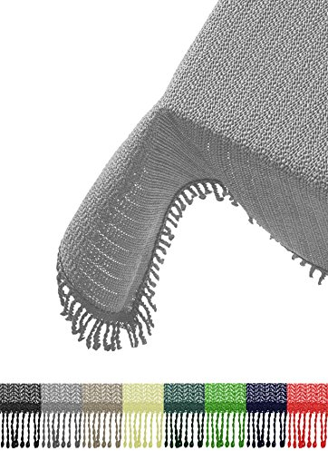 Brandsseller Gartentischdecke 130x220 cm Tischdecke mit Fransen Outdoor Tischtuch rechteckig Weichschaum für Garten, Terrasse, Balkon wetterfest rutschfest - Hellgrau