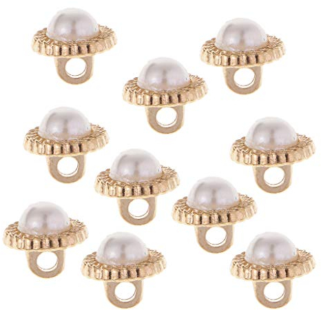 perfk 10 Stück Gold Perlen Knöpfe Perlenkappen mit Öse für Nähen, Scrapbooking, Crafting oder Dekorative-Perle Gold