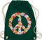 Shirtracer Turnbeutel Rucksack - Sprüche Statement - Peace Flower Power Hippie Peace Zeichen I Friedenszeichen I 90er I 70er - Unisize - Dunkelgrün - festival turnsack mit aufschrift 90s beutel
