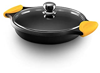 CASTEY - Cacerola Baja de Inducción, 36 cm, Modelo R36, Aluminio, con Tapa, Revestimiento Antiadherente, Distribuye de Forma Homogénea el Calor, Resistente y Duradera, Libre de PFOA