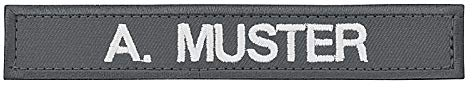 PACOTEX Namensschild bestickt mit eigenem Namen personalisiert Stickschild in vielen Größen und Farben mit Klett (150x25mm, grau)