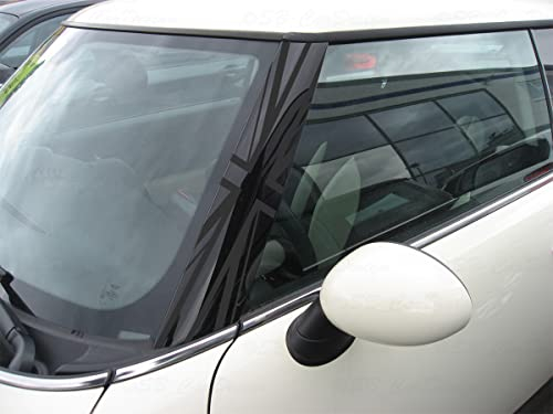 SB CarDesign A-Säulen Aufkleber Pillar Decal für R50 R52 R53 MINI Cooper One Works (Mattschwarz, Union Jack)