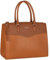 David Jones - Damen Große Handtasche - Frauen Henkeltasche PU Leder - Tote Shopper Bag Elegante - Schultertasche Umhängetasche Viele Fächer Taschen Arbeit City - Mode Stilvoll Klassisch - Cognac Braun