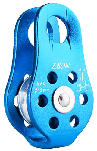 TRIWONDER Kleine Seilrolle 20 KN Seilrolle Einfache Riemenscheibe Ladungsrolle für Kletterseil Rettung Bergsteigen Fixes Heben (blau)