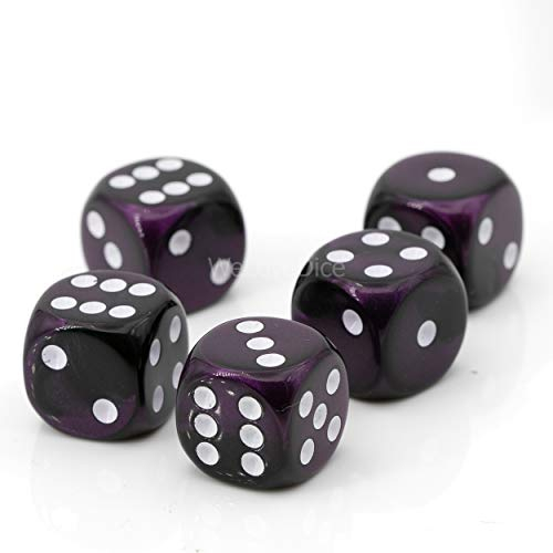 WeLoveBeads W6 Würfel lila schwarz/weiß - Made in Germany! - 5Stk
