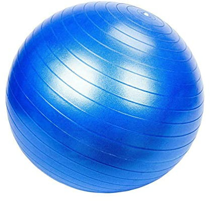 Ballon de Gym, d'Exercices Fitness, Grossesse, Pilates, Yoga, Ballon d'Equilibre D. 65 cm en PVC Anti-Eclatement (Bleu) - D-Work