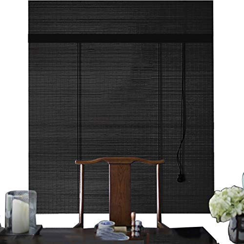 SJMFGF Bambus-Rollo, natürliches Schwarz, moderne Verdunkelung, Belüftung, atmungsaktiv, Raffrollo, für Balkon/Teezimmer/Arbeitszimmer/Büro/Hotel/Pavillon, Maße (B x H x T): 90 x 135 cm