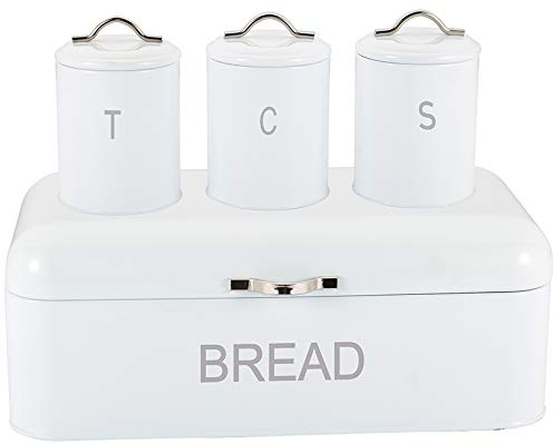 Royal Cuisine Tea Coffee Sugar and Bread Bin Set - White