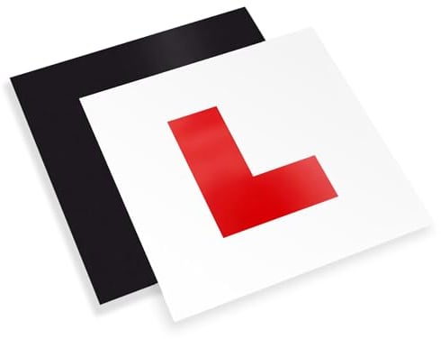 Haltons by Keplin Magnetic L Plates for Car – Pack of 2 PVC 1.3 mm Thick Road Legal Learner Plates – Full Magnetic Backing, UK DVSA Compliant 17.8 × 17.8 cm