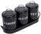 Xbopetda Tea Coffee Sugar Canisters, 3 Piece of Metal Food Storage Tin, Kitchen Canister Set with Metal Tray, Dry Food Storage Containers for Tea Coffee & Sugar-Black