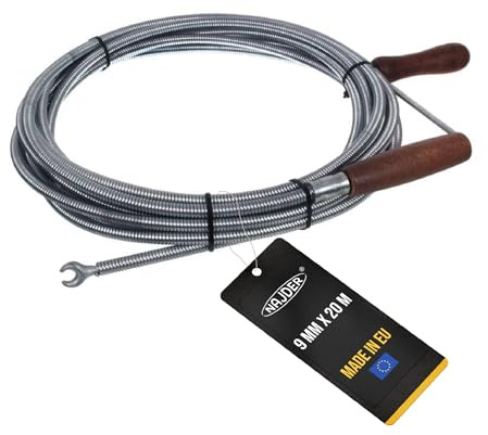 NAJDER Die Rohrreinigungsspirale mit Kralle abwasserspirale 9 mm für Rohre 75 mm (Verzinkter Stahl, 9 mm x 20 m)