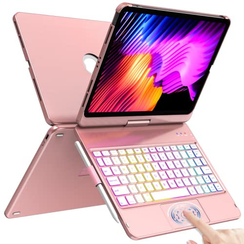 Keyboard Case for iPad Pro 11 inch, Case with Keyboard for iPad Air 5th 4th Generation - Touch Trackpad -10 Color Backlight -360° Protective with Pencil Holder for iPad Pro 11 inch 3rd /2nd/1st Gen