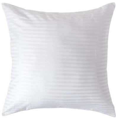 HOMESCAPES Damast Kissenbezug 60x60 cm weiß mit Satin-Streifen & Reißverschluss, 100% ägyptische Baumwolle, Fadendichte 330