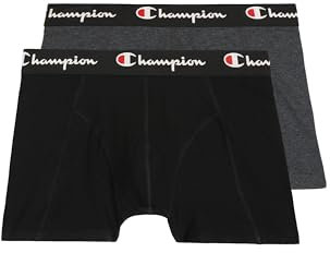 Champion Herren Core x2 Retroshorts, Schwarz & Dunkelgrau Meliert, XS (2er Pack)