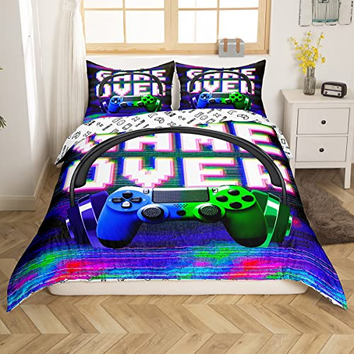 Gamer Bettbezug Teens Gaming Bettwäsche Set für Jungen Mädchen Kinder Spieler Schlafzimmer Dekor Videospiel Controller Tröster Abdeckung Neuheit Modern Gamepad 135x200cm Bettwäsche Mit 1 Kissenbezug