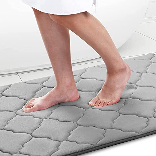 Homaxy Memory Foam Badezimmerteppich rutschfest Badematte Weich Badteppich Saugfähige Badvorleger Waschbar Pflegeleichte Duschvorleger - 60 x 90 cm, Grau