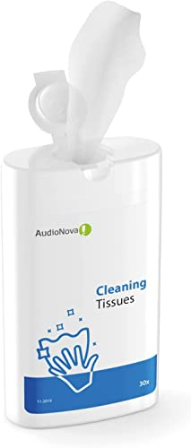 AudioNova - Disinfecting Cleaning Wipes for Hearing Aids, Hearing Protection and Accessories | Easy to Use Wet Wipes, Sterilizer, Wax Dissolving | Hearing Aid Cleaning Accessories | Pack of 30 Wipes