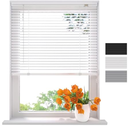 Radeco® Aluminium Jalousie 50 x 250 cm weiß 25mm lamellen, Größen von 40 bis 220 Breite, Fenster jalousien innen, lamellenrollo, Jalousie Aluminium, Jalousie 50 cm breit