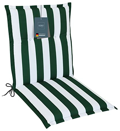 LILENO HOME Gartenstuhl Auflagen als [1er Set - Niedriglehner] in Blockstreifen Grün - Bequeme Liegen als Sitzauflagen für Gartenmöbel - Stuhlkissen für Gartenstühle und Klappstühle
