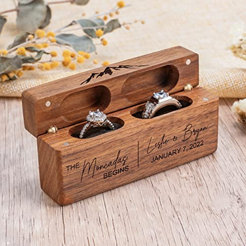 KEMEILA Personalisierte Ringbox aus Holz, Schmuckringbox, Ringbox aus Holz für Hochzeitsantrag, Verlobung
