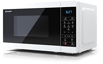 SHARP YC-MS02U-W Compact 20 Litre 800W Digital Microwave, 11 power levels, ECO Mode, defrost function, LED cavity light - White