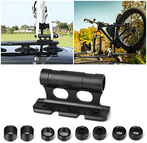 Offfay Bike Fork Mount, Bicycle Fork Mount Truck Block, Car Roof Rack Carrier, Quick Release Thru Axle Fitments, 4 Removable Fittings M5x100mm, M12x100mm, M15x100mm, M15x110mm, Black