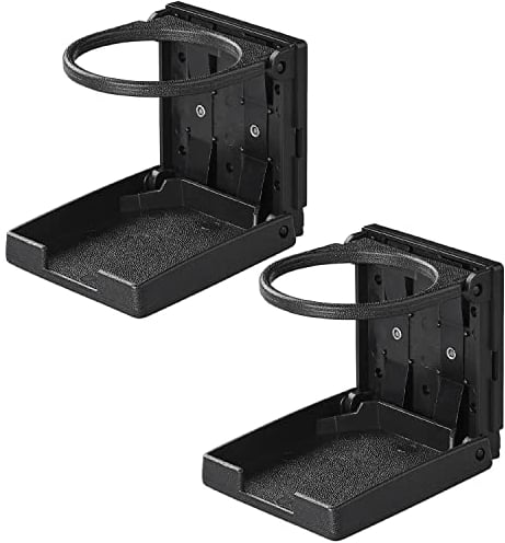 Preiswert&Gut 2X Getränkehalter Auto und Flaschenhalter – Kompakter Becherhalter, passt für Flaschen bis Ø 7,5 cm und Getränkedosen Aufgeklappt 9x9x9 cm Farbe Schwarz