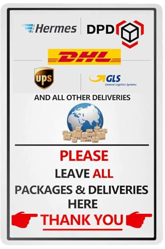 Pakete hier ablegen Bleichschilder, 20cm x 30cm Metallschilder, Lieferung Dekor für die Haustür. Leave Package Here Metal Tin Sign (EN Auf der rechten Seite 2313)