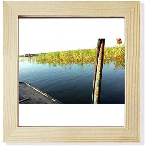 Boat In The Distance Art Deco Fashion Quadratischer Bilderrahmen Wand Tischplatte Display