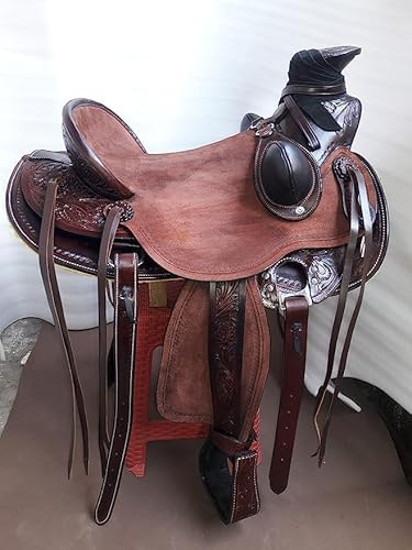 SHOWMEN CRAFT Rough Out Leather Western Heavy Duty Wade Tree Roping Ranch Horse Saddle Tack