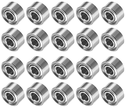 QUARKZMAN 2x5x2.5mm MR52ZZ Roulements x 20PCS Double Scellé Miniature Chrome Acier Bille Roulement pour Micro Moteur et Équipement de bureau, [Argenté]